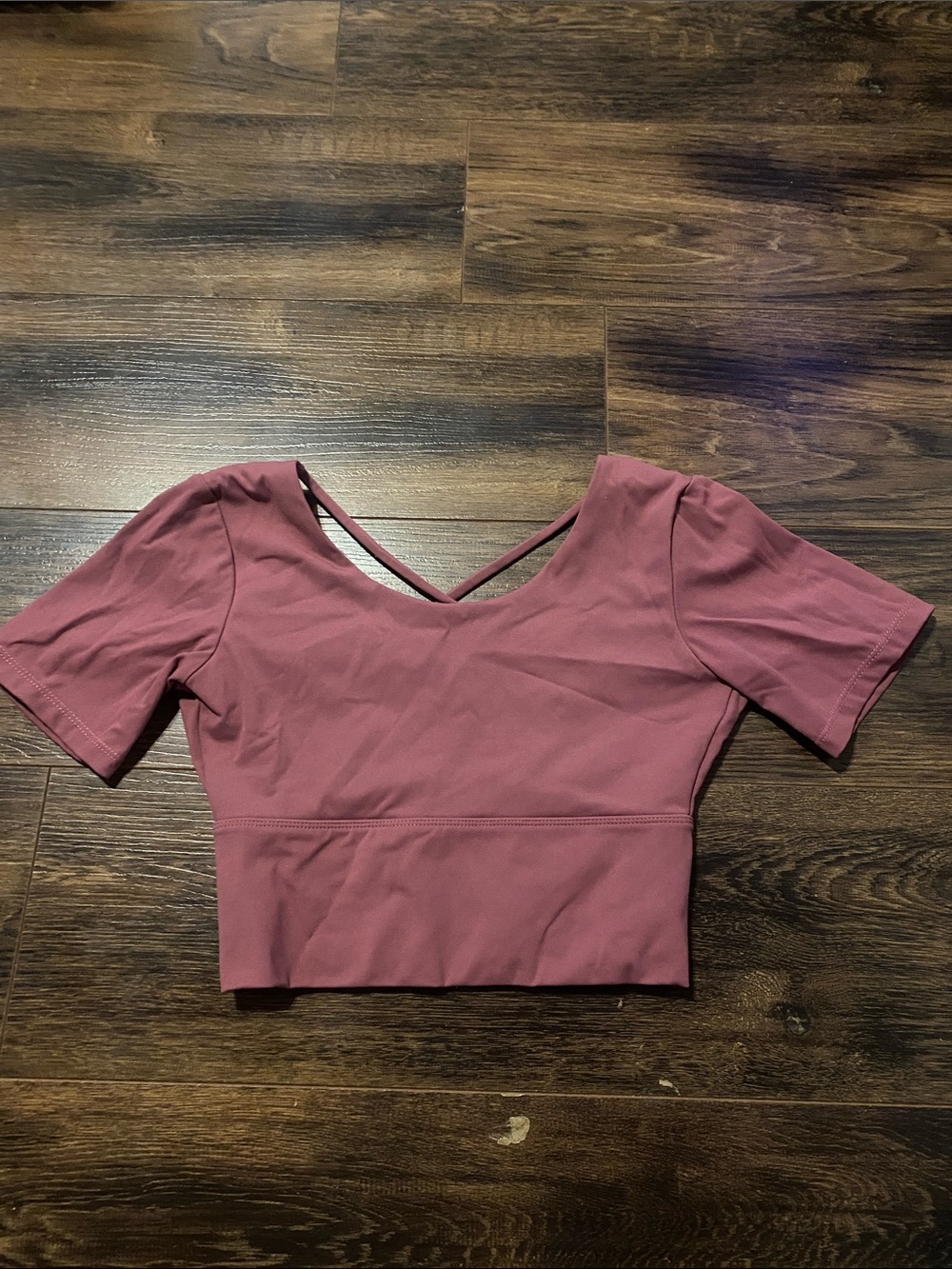 Women's Mauve V-Neck Crop Top with Back Straps